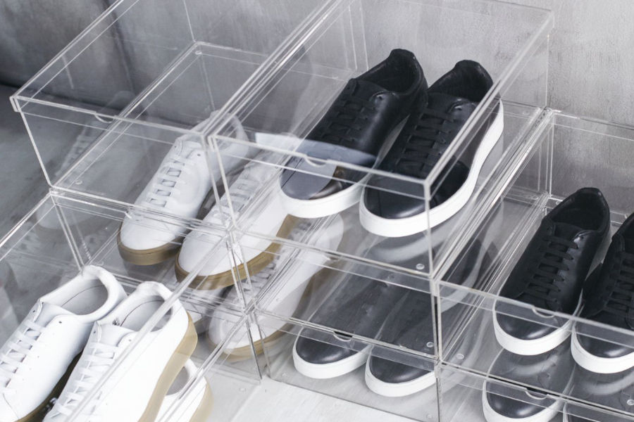 24 scatole Trasparente Plastica Shoe Scatole con Coperchio Impilabile Pieghevole Scatola di Scarpe 31 x 20 x 11 cm 